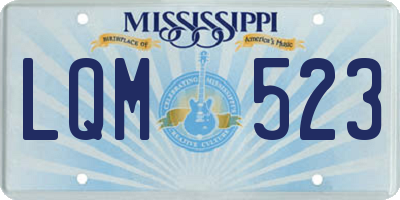 MS license plate LQM523