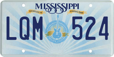 MS license plate LQM524