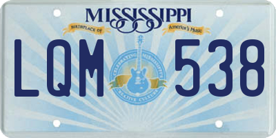 MS license plate LQM538