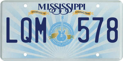 MS license plate LQM578