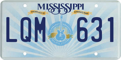 MS license plate LQM631