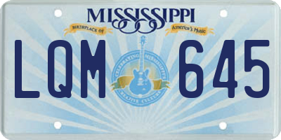 MS license plate LQM645
