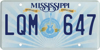 MS license plate LQM647