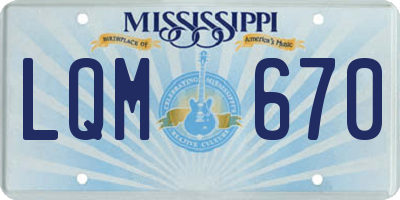 MS license plate LQM670