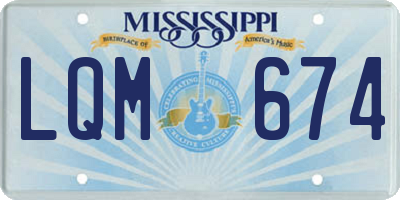 MS license plate LQM674