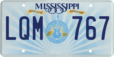 MS license plate LQM767