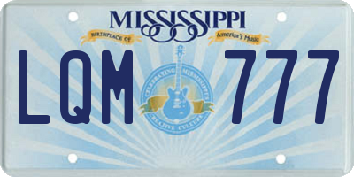 MS license plate LQM777