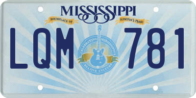 MS license plate LQM781