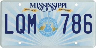 MS license plate LQM786