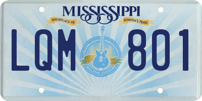 MS license plate LQM801
