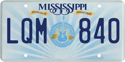 MS license plate LQM840