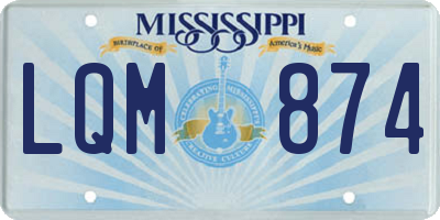 MS license plate LQM874