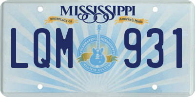 MS license plate LQM931