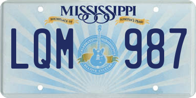 MS license plate LQM987