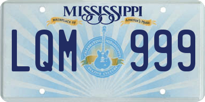MS license plate LQM999