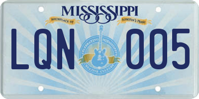 MS license plate LQN005