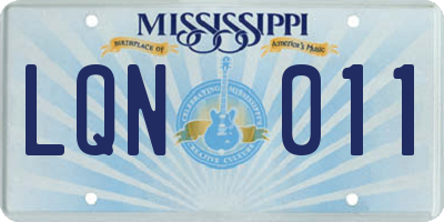 MS license plate LQN011