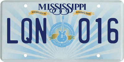 MS license plate LQN016