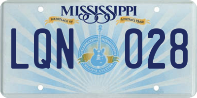 MS license plate LQN028