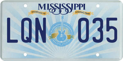 MS license plate LQN035