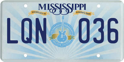 MS license plate LQN036