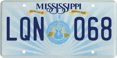 MS license plate LQN068