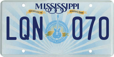 MS license plate LQN070