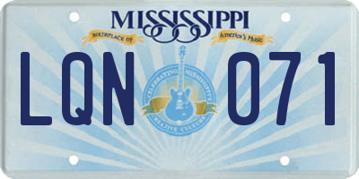 MS license plate LQN071