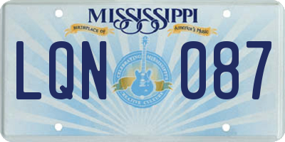 MS license plate LQN087