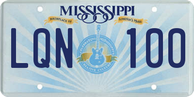 MS license plate LQN100