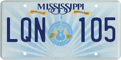 MS license plate LQN105