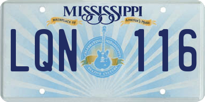 MS license plate LQN116