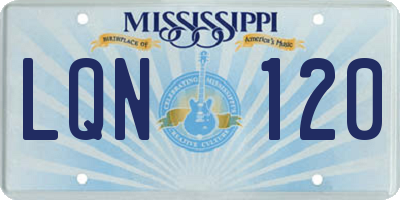 MS license plate LQN120