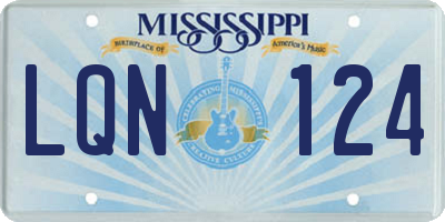 MS license plate LQN124