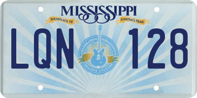 MS license plate LQN128