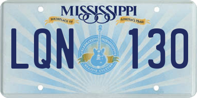 MS license plate LQN130