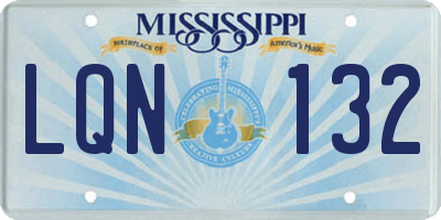 MS license plate LQN132