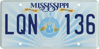 MS license plate LQN136
