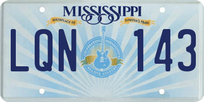 MS license plate LQN143