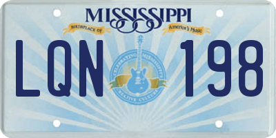 MS license plate LQN198