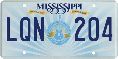 MS license plate LQN204