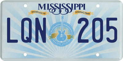 MS license plate LQN205