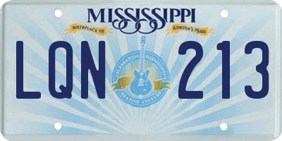 MS license plate LQN213