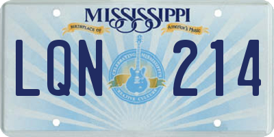 MS license plate LQN214