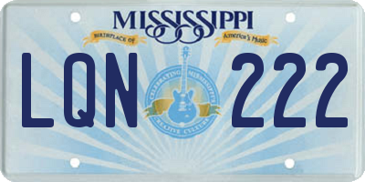 MS license plate LQN222