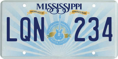 MS license plate LQN234