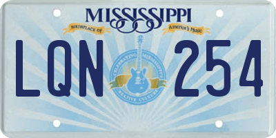 MS license plate LQN254