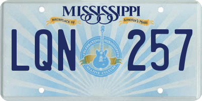 MS license plate LQN257