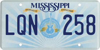MS license plate LQN258