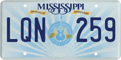 MS license plate LQN259